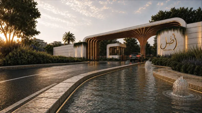 تصور معماري لمدخل مشروع أصل بالقاهرة الجديدة